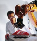 FIGURE 1. Laservision's T5K11 eyewear can be used for multiple laser applications, including infrared welding of an automotive tail light assembly with a 1064 nm Class 4 Nd:YAG laser.