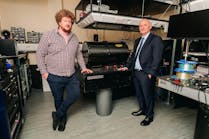 Dr. Ross Donaldson and Professor Gerald Buller pictured with equipment that will be used in the new optical ground station.