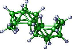 FIGURE 1. Anti-Octadecaborane isomer: blue = hydrogen, green = boron.
