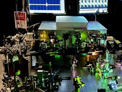 The team&rsquo;s dual-comb spectroscopy system produces precise and stable frequencies.