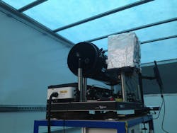 FIGURE 2. Overview of the system used for open path gas detection with the Chromacity OPO laser, launch optics, and collection telescope.