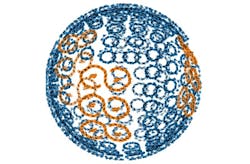 FIGURE 1. Transforming bacteria into solar-powered lasers: we extract light-harvesting structures from bacteria (left), enhance them with proprietary specially engineered lasing units (middle), and place them into a lasing cavity (right) to create a new type of laser that runs directly on sunlight. The natural light-gathering rings (green/purple) of purple bacteria measure 60-nm across and achieve near-perfect efficiency in energy transfer of captured photons.
