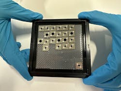The team&rsquo;s infrared photodiode chips made from germanium.