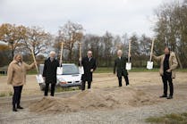 The facility expansion's groundbreaking ceremony with (L-R) Anne-Rose von B&uuml;nau, Project Management, LHI Real Estate Management GmbH; Michael Sarach, Mayor of the City of Ahrensburg; Norbert Basler, Chairman of the Supervisory Board of Basler AG; Dietmar Ley, Chief Executive Officer of Basler AG; and Thomas Schaaf, general planner, AP Generalplaner GmbH.